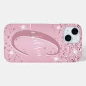 Coques Case-Mate iPhone Diamants roses - Personnalisé (Verso (horizontal))