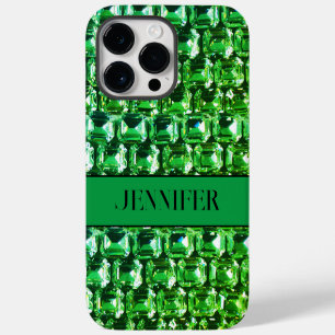 Coque Pour Pour iPhone 14 Pro Max Diamants verts, motif de bijoux en pierres précieu