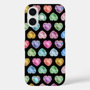 Coques iPhone 16 Diamond Heart Aquarelle Motif mignon Pastel Girly