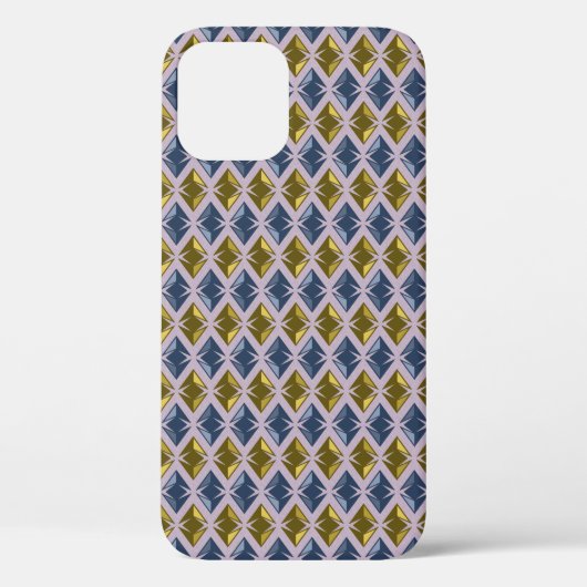 Coques Case-Mate iPhone DIAMONDES Géométrique bleu doré (Verso)
