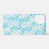 Coques Case-Mate iPhone Dianthus blanc oeillets bleu aqua (Verso (horizontal))