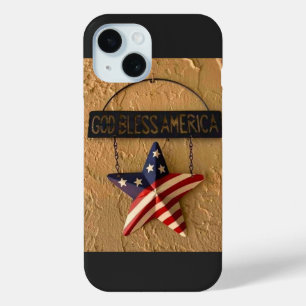 Coque Pour iPhone 15 Dieu bénisse l'Amérique Étoile Patriotique Panneau