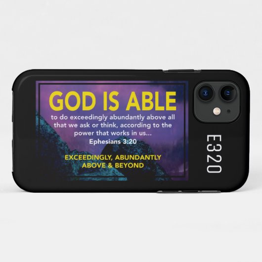 Coques Case-Mate iPhone DIEU EST CAPABLE | Ephésiens 3:20 Christian Black (Dos (Horizontal))