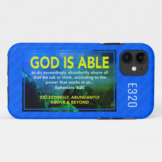 Coques Case-Mate iPhone DIEU EST CAPABLE | Ephésiens 3:20 Christian Blue (Dos (Horizontal))