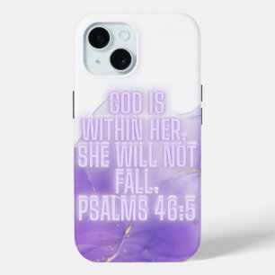 Coque Pour iPhone 15 Dieu est en elle - Psaume 46:5 chrétien