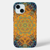 Coques Case-Mate iPhone Digital Mandala jaune bleu et rouge (Verso)
