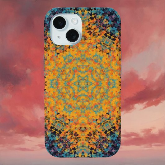 Coques Case-Mate iPhone Digital Mandala jaune bleu et rouge