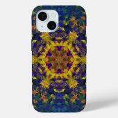 Coques Case-Mate iPhone Digital Mandala jaune bleu et vert (Verso)