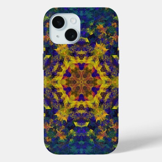 Coques Case-Mate iPhone Digital Mandala jaune bleu et vert (Verso)