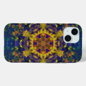 Coques Case-Mate iPhone Digital Mandala jaune bleu et vert (Verso (horizontal))
