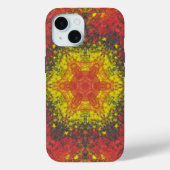 Coques Case-Mate iPhone Digital Mandala jaune rouge et noir (Verso)