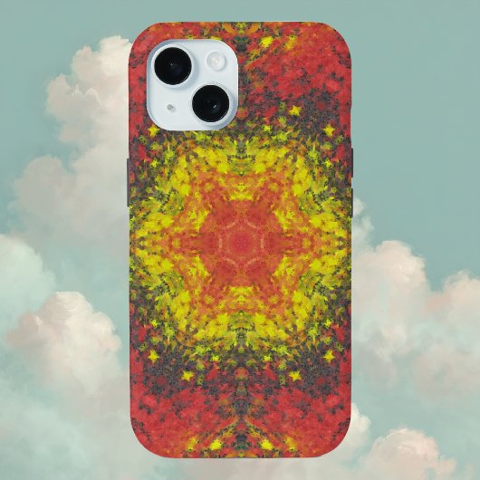 Coques Case-Mate iPhone Digital Mandala jaune rouge et noir