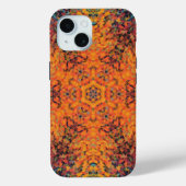Coques Case-Mate iPhone Digital Mandala Orange bleu et jaune (Verso)