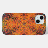 Coques Case-Mate iPhone Digital Mandala Orange bleu et jaune (Verso (horizontal))