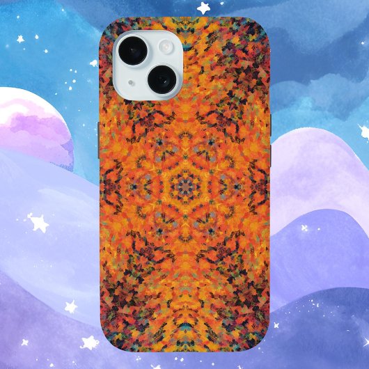 Coques Case-Mate iPhone Digital Mandala Orange bleu et jaune