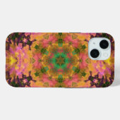 Coques Case-Mate iPhone Digital Mandala rose jaune et vert (Verso (horizontal))