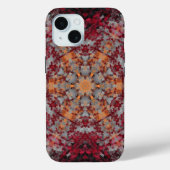 Coques Case-Mate iPhone Digital Mandala rouge blanc orange et noir (Verso)