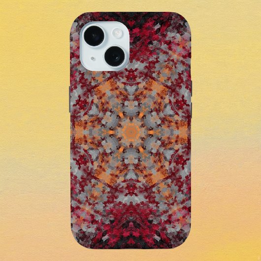 Coques Case-Mate iPhone Digital Mandala rouge blanc orange et noir