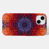 Coques Case-Mate iPhone Digital Mandala rouge orange et bleu (Verso (horizontal))