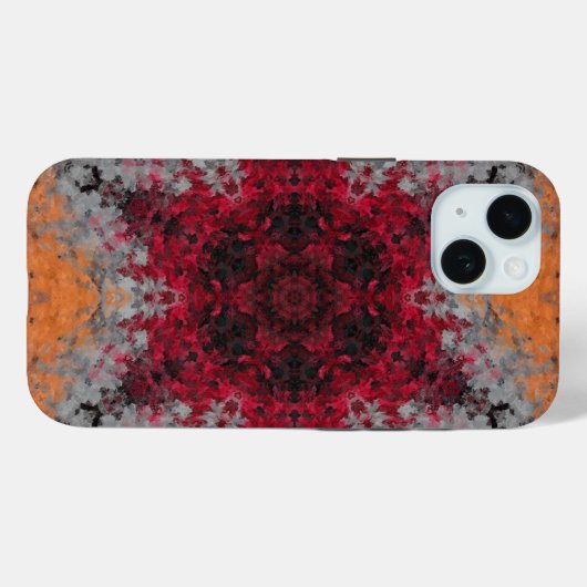 Coques Case-Mate iPhone Digital Mandala rouge orange et bleu (Verso (horizontal))