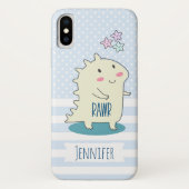 Coques Case-Mate iPhone Dino Jaune mignon avec des étoiles joyeuses (Dos)