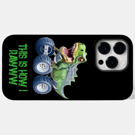 Coques Case-Mate iPhone Dinosaur monstre camion anniversaire personnalisé (Verso (horizontal))