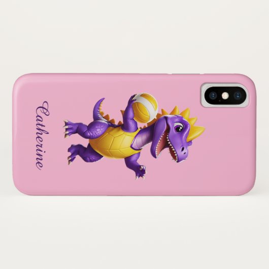 Coques Case-Mate iPhone Dinosaure de volley-ball mauve (Dos (Horizontal))