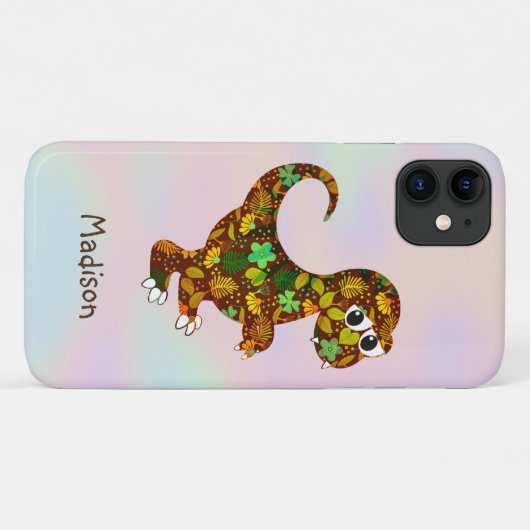 Coques Case-Mate iPhone Dinosaure floral (Dos (Horizontal))