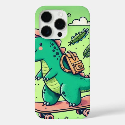 Coques Case-Mate iPhone Dinosaure mignon sur skateboard (Verso)