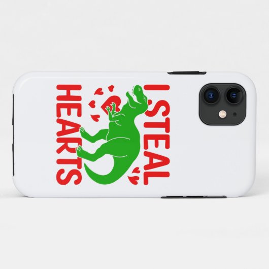 Coques Case-Mate iPhone Dinosaure Vert Valentine I Voler Coeurs (Dos (Horizontal))