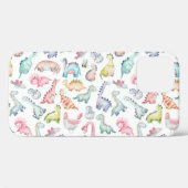 Coques Case-Mate iPhone Dinosaures mignons, motif d'aquarelle pour enfants (Verso (horizontal))