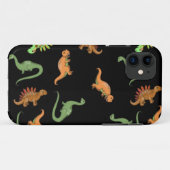 Coques Case-Mate iPhone Dinosaures mignons sur fond noir (Dos (Horizontal))