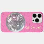 Coques Case-Mate iPhone Disco Ball Hot rose jaune Personnalisé Monogramme (Verso (horizontal))