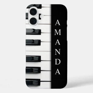 Coques iPhone 16 Plus Disposition élégante de la clé de piano avec nom v