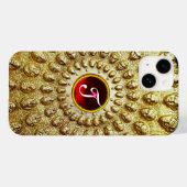 Coques Case-Mate iPhone Disque thracian monogrammé or RUBIS rouge Gemme (Verso (horizontal))