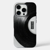 Coques Case-Mate iPhone Disque Vinyle Rétro Gris Nom Personnalisé (Verso)