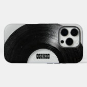 Coques Case-Mate iPhone Disque Vinyle Rétro Gris Nom Personnalisé (Verso (horizontal))
