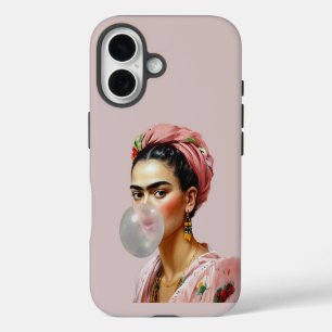 Coques iPhone 16 Diva avec foulard floral soufflant bulle gomme