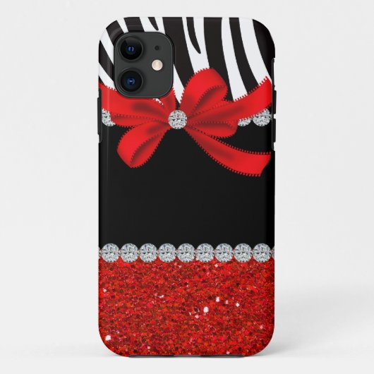 Coques Case-Mate iPhone Diva de diamant (parties scintillantes rouges) (Dos)