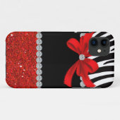 Coques Case-Mate iPhone Diva de diamant (parties scintillantes rouges) (Dos (Horizontal))