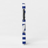 Coques Case-Mate iPhone Diver and Sharks Silhouettes on Nautical Stripes (Dos/Gauche)