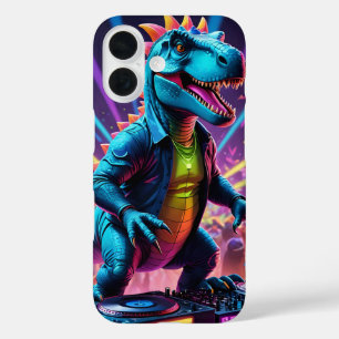 Coques iPhone 16 DJ Dinosaur Party Avec Lumières Néon