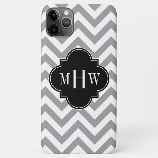 Coques Case-Mate iPhone Dk Gray Lg Chevron Black Quatrefoil 3 monogram (Dos)