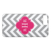 Coques Case-Mate iPhone Dk Grey Lg Chevron Raspberry Quatrefoil 3 Monogram (Dos (Horizontal))