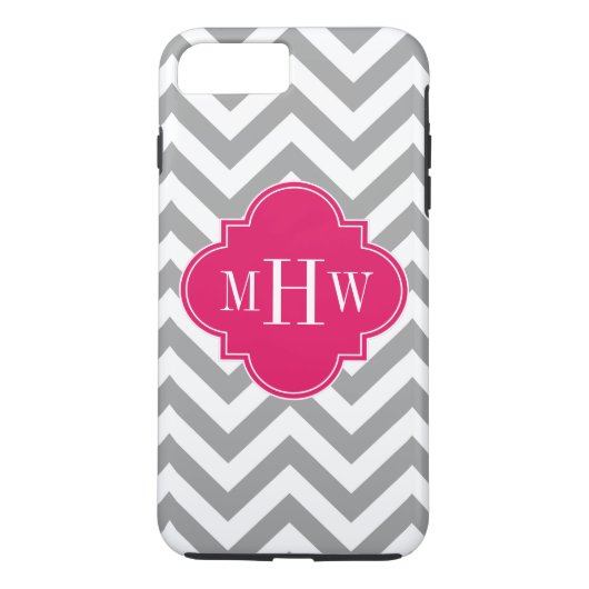 Coques Case-Mate iPhone Dk Grey Lg Chevron Raspberry Quatrefoil 3 Monogram (Dos)