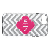 Coques Case-Mate iPhone Dk Grey Lg Chevron Raspberry Quatrefoil 3 Monogram (Dos (Horizontal))
