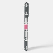 Coques Case-Mate iPhone Dk Grey White Rose Ancres de navire Monogramme (Verso / Droite)