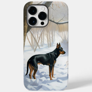 Coque Pour Pour iPhone 14 Pro Max Doberman Pinscher Laissez Tomber la Neige Noël