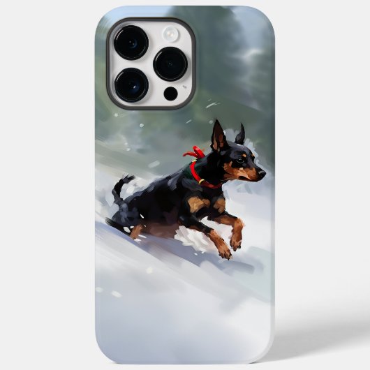 Coques Case-Mate iPhone Doberman Pinscher neige de Noël hiver (Verso)
