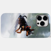 Coques Case-Mate iPhone Doberman Pinscher neige de Noël hiver (Verso (horizontal))